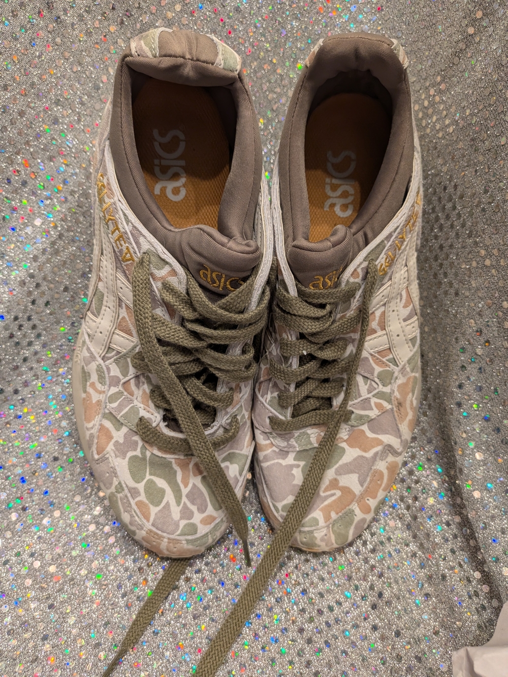 ASICS Gel-Lyte V Camo Sneakers Cream & Green US 8.5